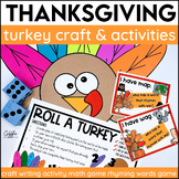 Thanksgiving Turkey Craft Writing Math Activities Rhyming 