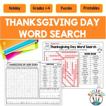 Thanksgiving Activities: Thanksgiving Day Word Search Activity Puzzle ...