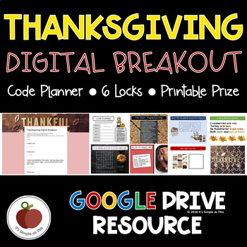 Preview of Thanksgiving Activities - Thanksgiving Escape Room - Thanksgiving Breakout