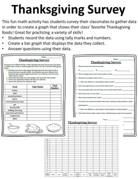 Preview of Thanksgiving Activities Math Center Survey Thanksgiving Graphing Thanksgiving