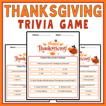 Thanksgiving Trivia Activity, Seasonal Brain Break Game