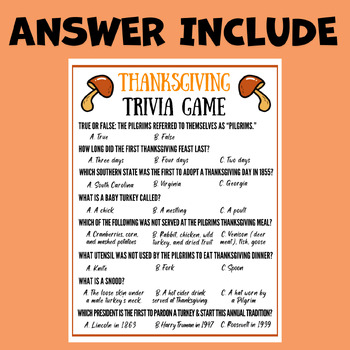 Preview of Thanksgiving Activities Trivia riddle Game Unit Sub plans lesson Early finishers