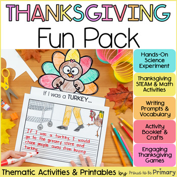 Preview of Thanksgiving Activities - Turkey Crafts, Games, Bulletin Board - Math & Literacy