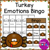Thanksgiving Activities Turkey Emotions and Feelings Bingo