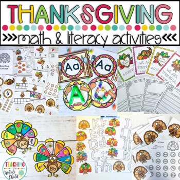 Preview of Preschool Thanksgiving Activities: Turkey Literacy and Math Centers