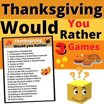 Thanksgiving Activities Would you Rather Group Game Resource Activity ...