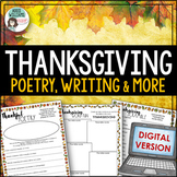 Thanksgiving Activities -Writing, Poetry & Puzzles - DIGITAL