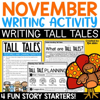 Preview of Thanksgiving Writing Activities Tall Tales Fall November Writing Prompts