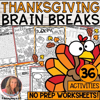Preview of Thanksgiving Activities and NO PREP Fall Brain Breaks | Fall Activity Sheets