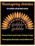 Editable Thanksgiving Activities for Middle and High School