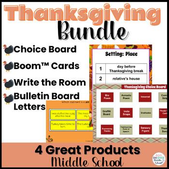 Preview of Thanksgiving Activities for Middle School Language Arts Bundle