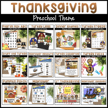 Preview of Thanksgiving Activities for Preschoolers - Math, Literacy, & Dramatic Play