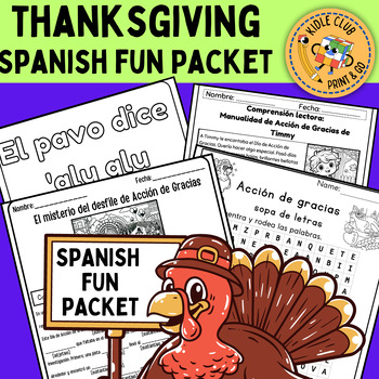 Preview of Thanksgiving Activities in Spanish Bundle | Class fun packet