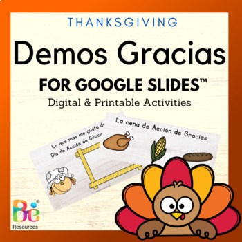 Preview of Thanksgiving Activities in Spanish Día de Acción de Gracias Digital & Printable 