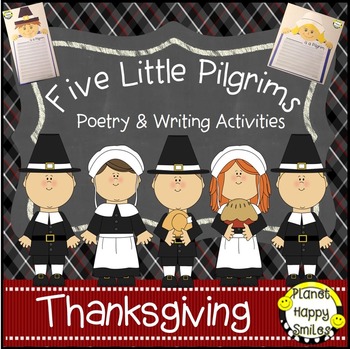 Preview of Thanksgiving Activity ~ Writing and Poetry: Five Little Pilgrims