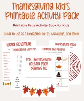 Preview of Thanksgiving Activity Book