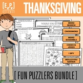 Thanksgiving Activity Bundle | Puzzle Challenges & Word Ga