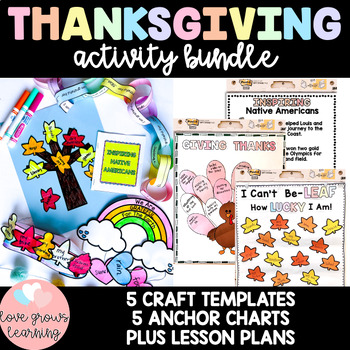 Preview of Thanksgiving Activity Bundle, Thanksgiving Crafts, Gratitude Activities