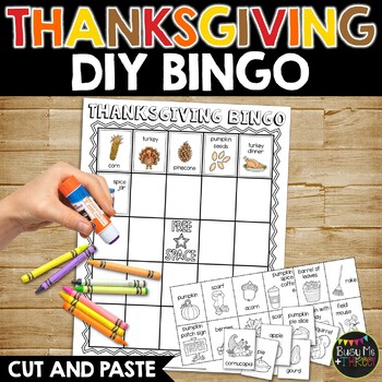 Preview of Thanksgiving Activity Do It Yourself Bingo Game Cut and Paste Party Fun