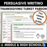 Thanksgiving Activity Middle High School English Persuasiv