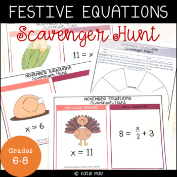 Preview of Thanksgiving Activity Middle School Math - 1 Step & 2 Step Equations