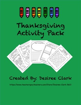 Preview of Thanksgiving Activity Pack