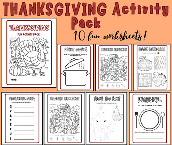 Preview of Thanksgiving Activity Pack | Fall Worksheets | Autumn Holiday Class Activities