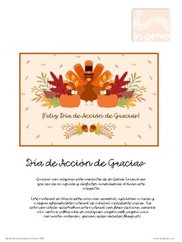 Thanksgiving Activity Pack in Spanish - Actividades del Día de Acción de  Gracias