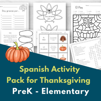 Preview of Thanksgiving Activity Pack in Spanish for Elementary Grades