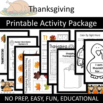 Preview of Thanksgiving Activity Package (Grades 1 – 8)
