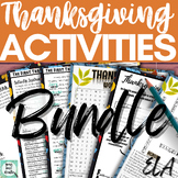Middle School English ELA Thanksgiving Activities Bundle! 