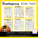 Thanksgiving Activity Packet | No Prep November Math and E