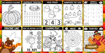 Preview of Thanksgiving Activity Pages for Kids