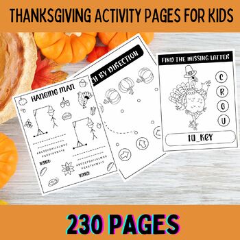 Preview of Thanksgiving Activity Pages for Kids & Thanksgiving Coloring and Activities Page