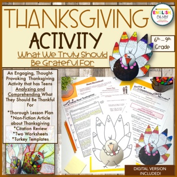 Preview of Thanksgiving Activity, Reading Comprehension Activity, Craftivity