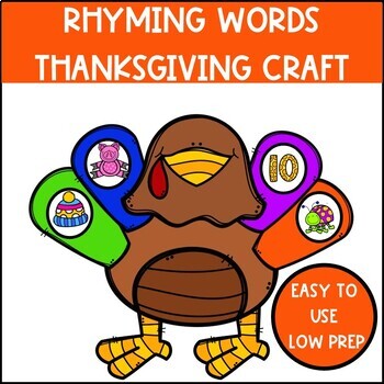 Preview of Thanksgiving Activity Rhyming Words Turkey Craftivity Kindergarten Preschool