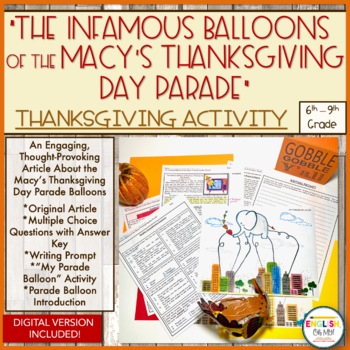 Preview of Thanksgiving Activity, "The Infamous Thanksgiving Parade Balloons"