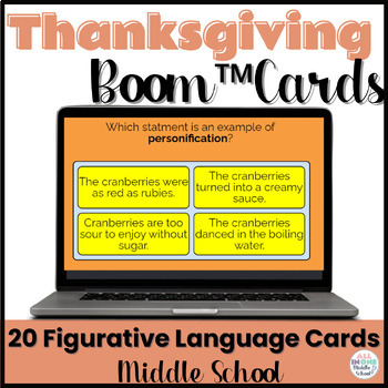 Preview of Thanksgiving Activity for Middle School - Figurative Language Boom™ Cards