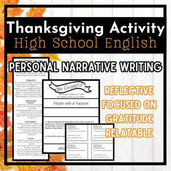 Preview of Thanksgiving Activity for Middle School and High School