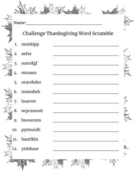 Preview of Thanksgiving Activties
