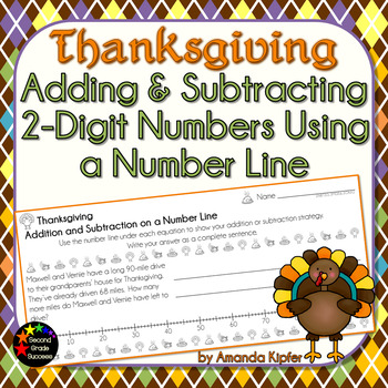 Preview of Thanksgiving Adding and Subtracting 2-Digit Numbers on a Number Line
