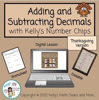 Preview of Thanksgiving Adding and Subtracting Decimals Activity - Digital and Printable