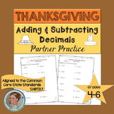 Thanksgiving Adding and Subtracting Decimals Partner Practice