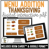 Thanksgiving Addition Digital Interactive Activity