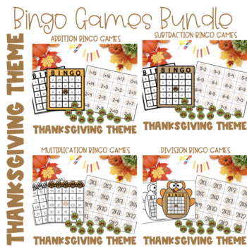 Preview of Thanksgiving Addition, Subtraction, Multiplication,Division Math Bundle