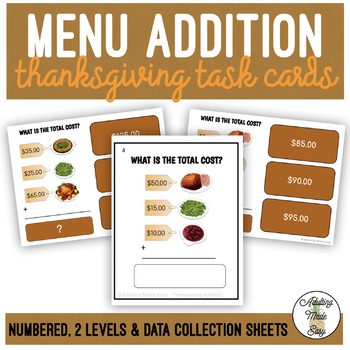 Preview of Thanksgiving Addition Task Cards