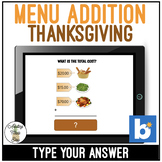Thanksgiving Addition Typing Boom Cards