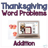 Thanksgiving Addition Word Problems Boom Deck - Digital Ta