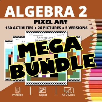 Preview of Thanksgiving Algebra 2 BUNDLE: Math Pixel Art Activities