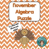 Thanksgiving Math Algebra Puzzle for the middle and high school